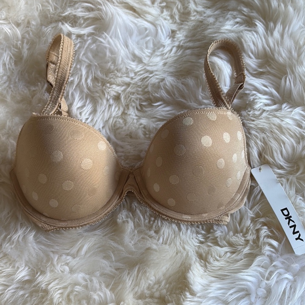 DKNY Beige Polka Dot Bra, 34DD